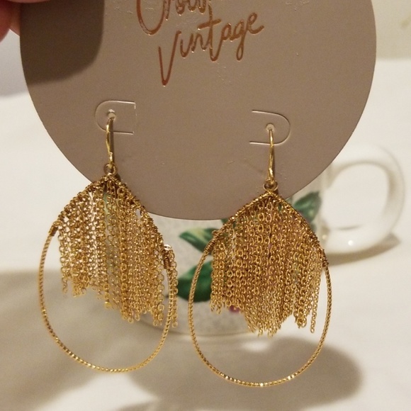 Crown Vintage Chain Fringe Teardrop Earrings - Picture 4 of 4